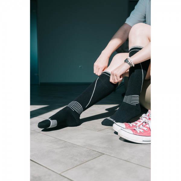 Водонепроницаемые носки Dexshell Longlite Socks 2.0, серые полоски, размер XL (47-49)